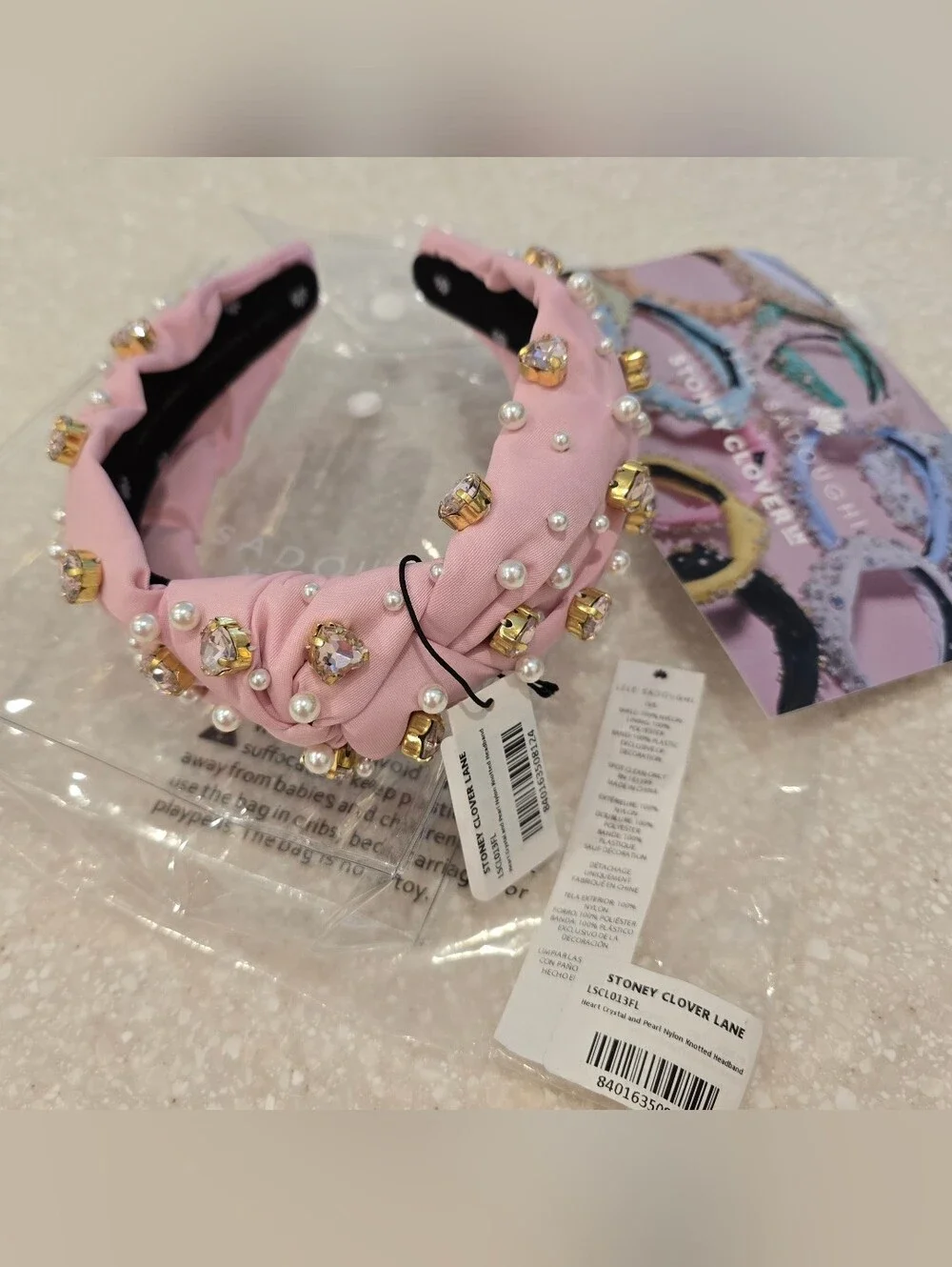 🦩LELE SADOUGHI X Stoney Clover Lane Flamingo Heart Crystal & Pearl Headband SCL